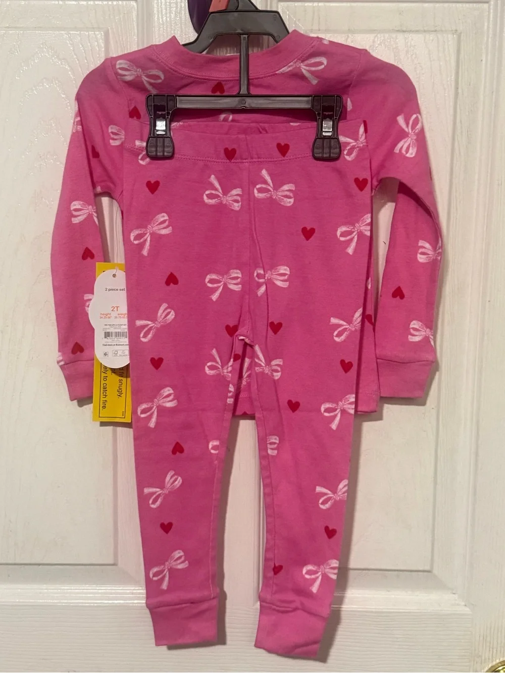 wonder nation Hot Pink Bow & Red Heart Pajama Set
